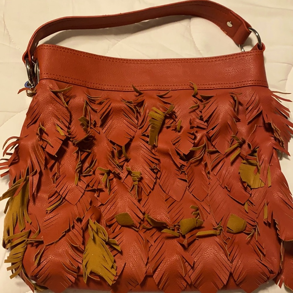 Carlos Santana Leather Feather Satchel